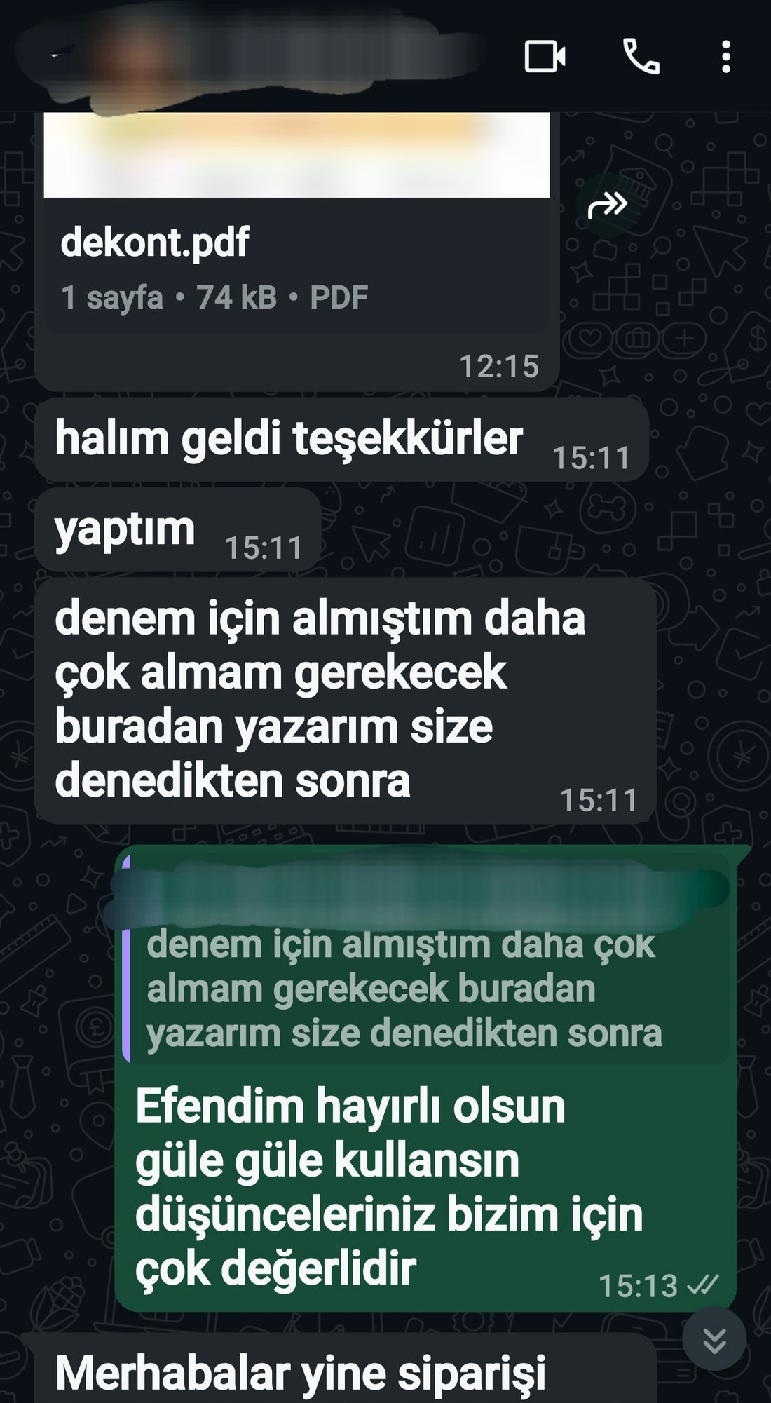 Yapboz Halı WhatsApp müşteri geri bildirimi 4