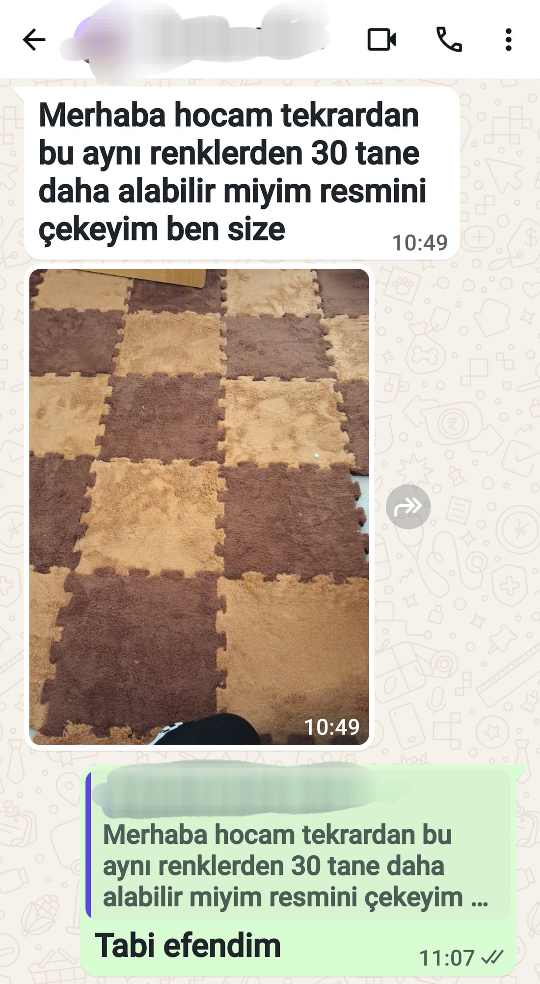 Yapboz Halı WhatsApp müşteri geri bildirimi 1