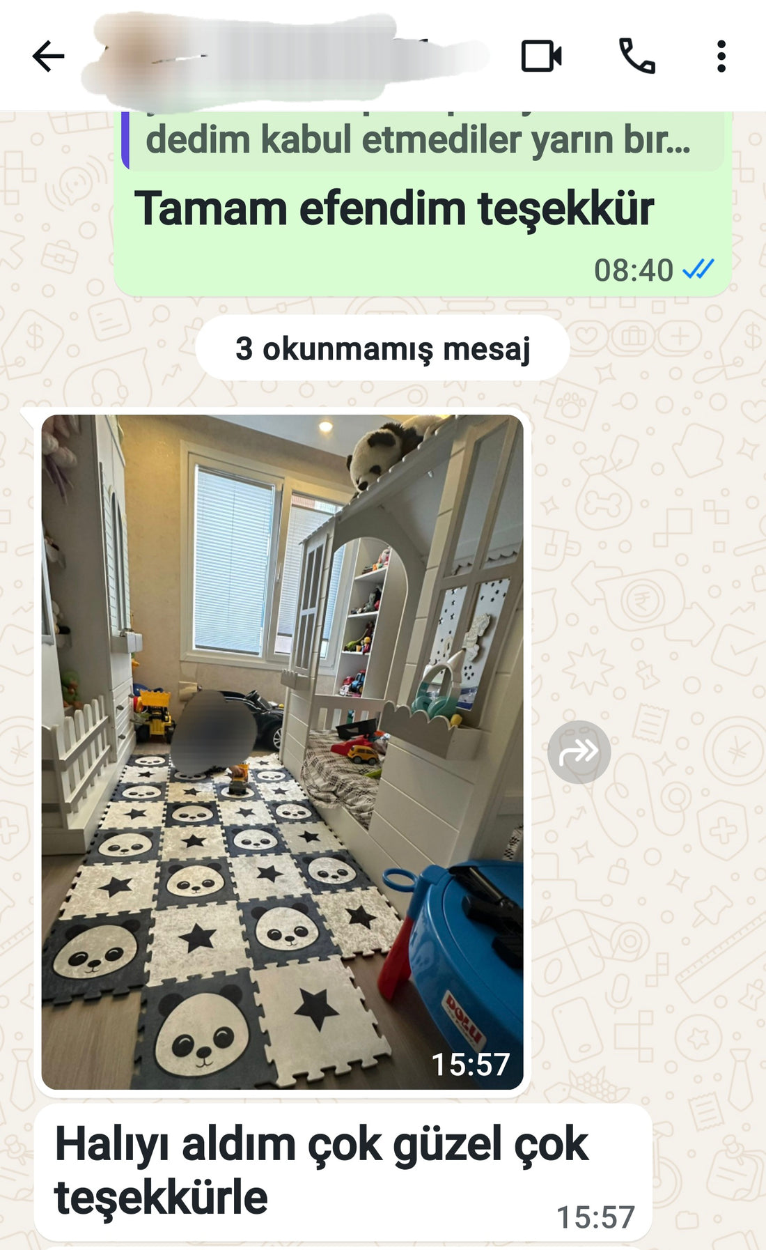 Yapboz Halı WhatsApp müşteri geri bildirimi 2