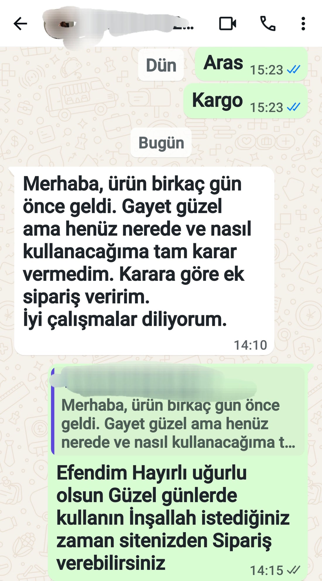 Yapboz Halı WhatsApp müşteri geri bildirimi 3