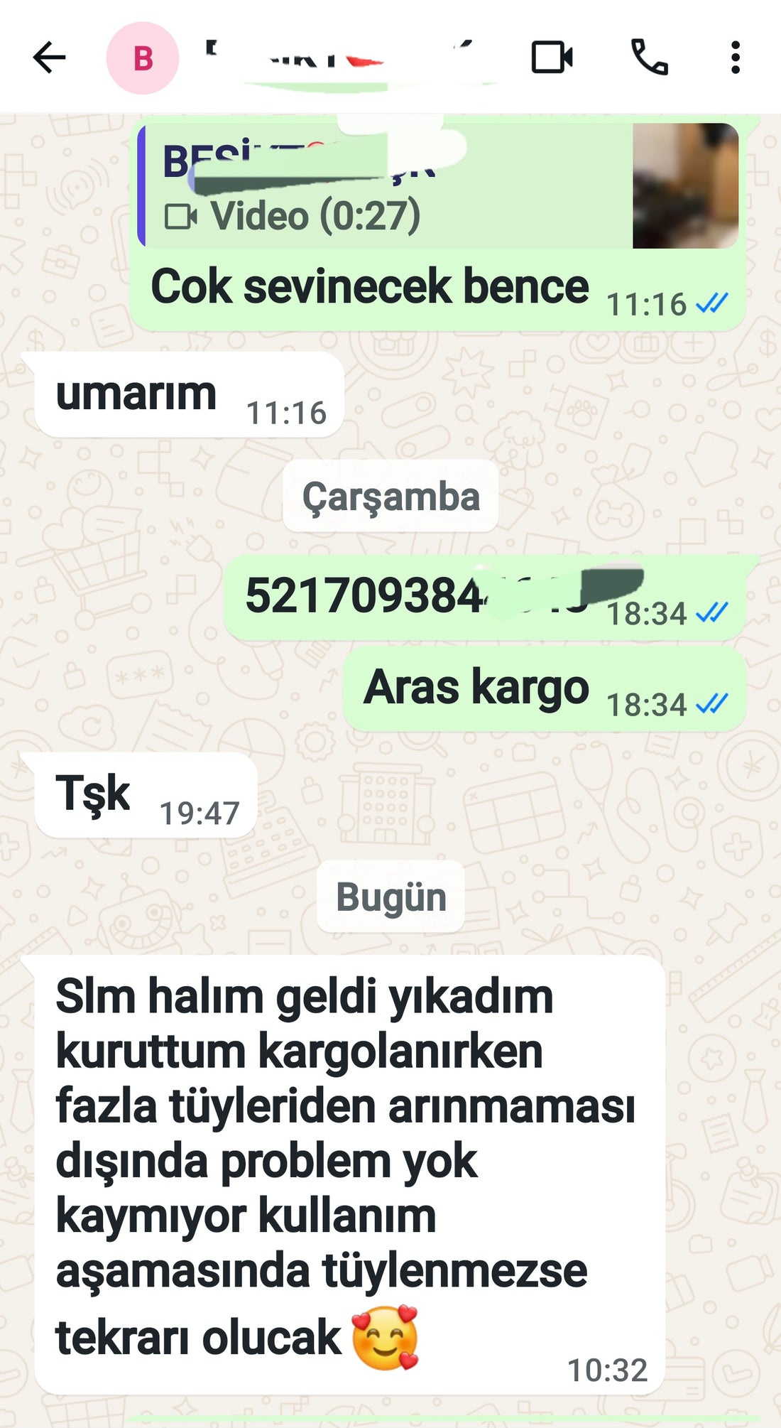 Yapboz Halı WhatsApp müşteri geri bildirimi 6