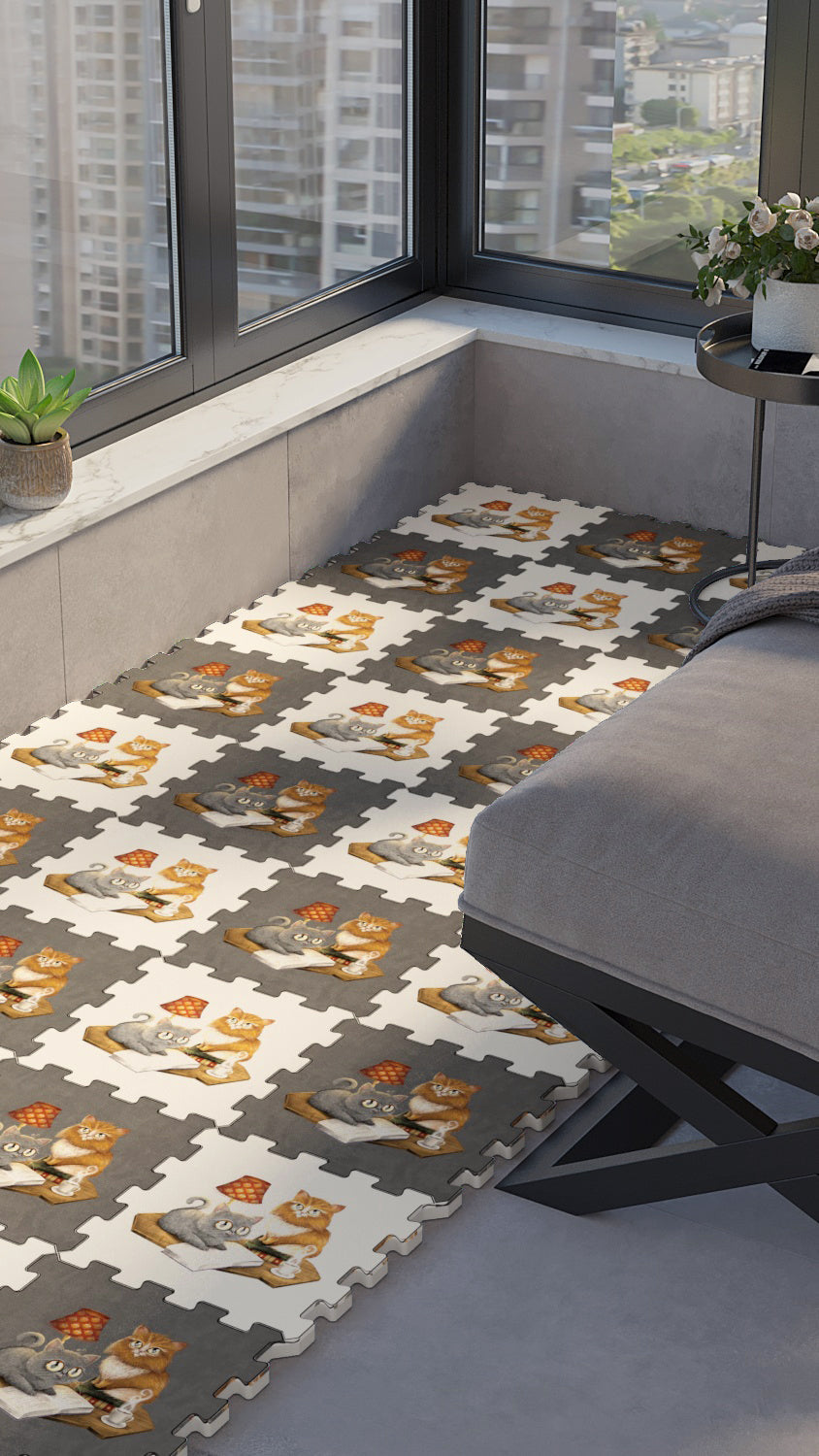 50 x 50 cm 4 Adet BASKILI Mutfak, Balkon ve Oturma Odası Yapbozhalı