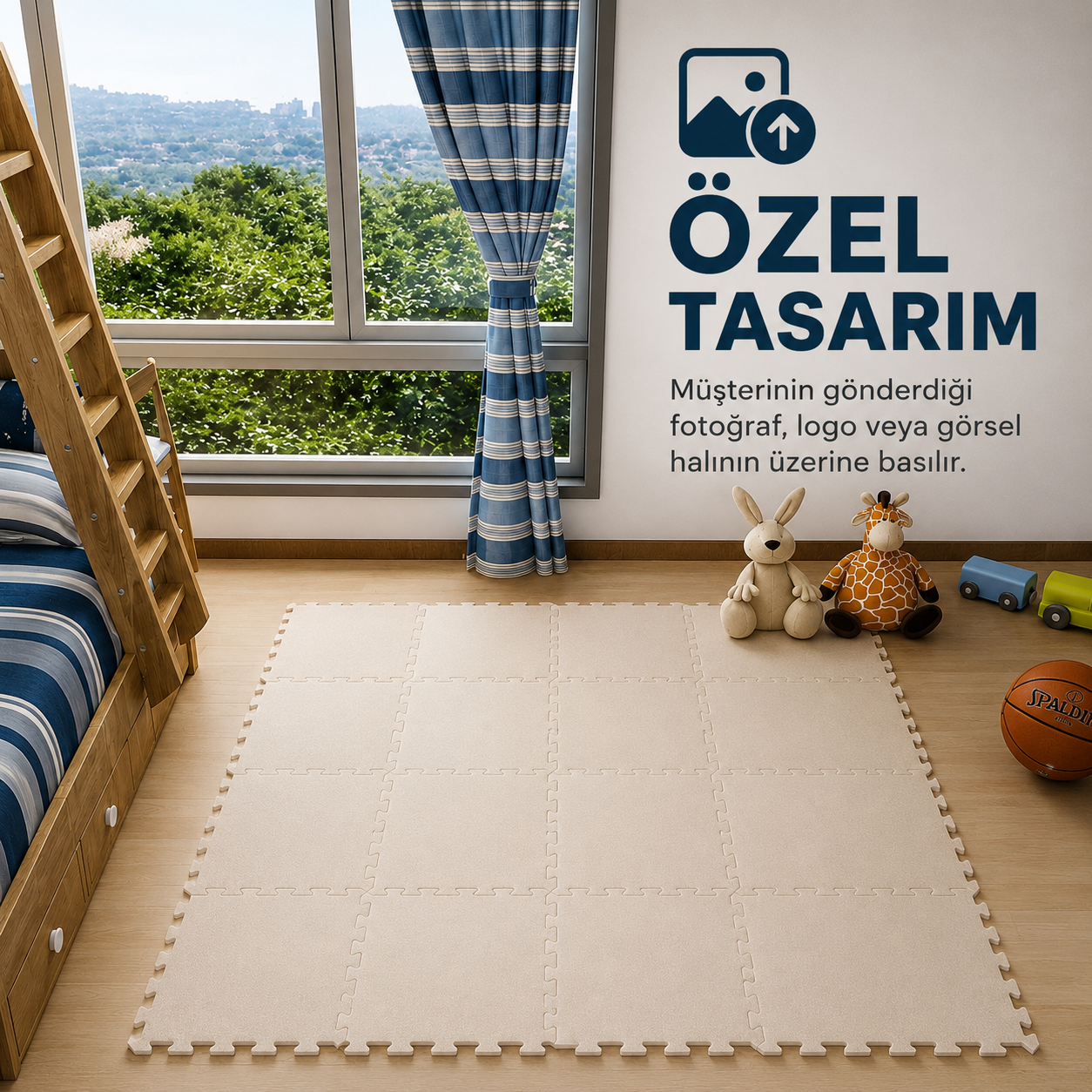 Baskılı Çocuk Odası Yapboz Halı 31x31