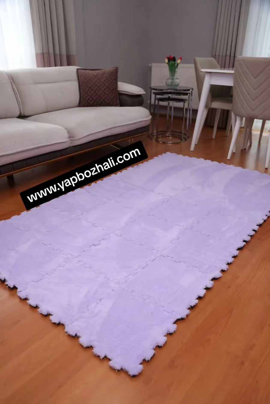 Lila tek renk pelüş yapboz halı