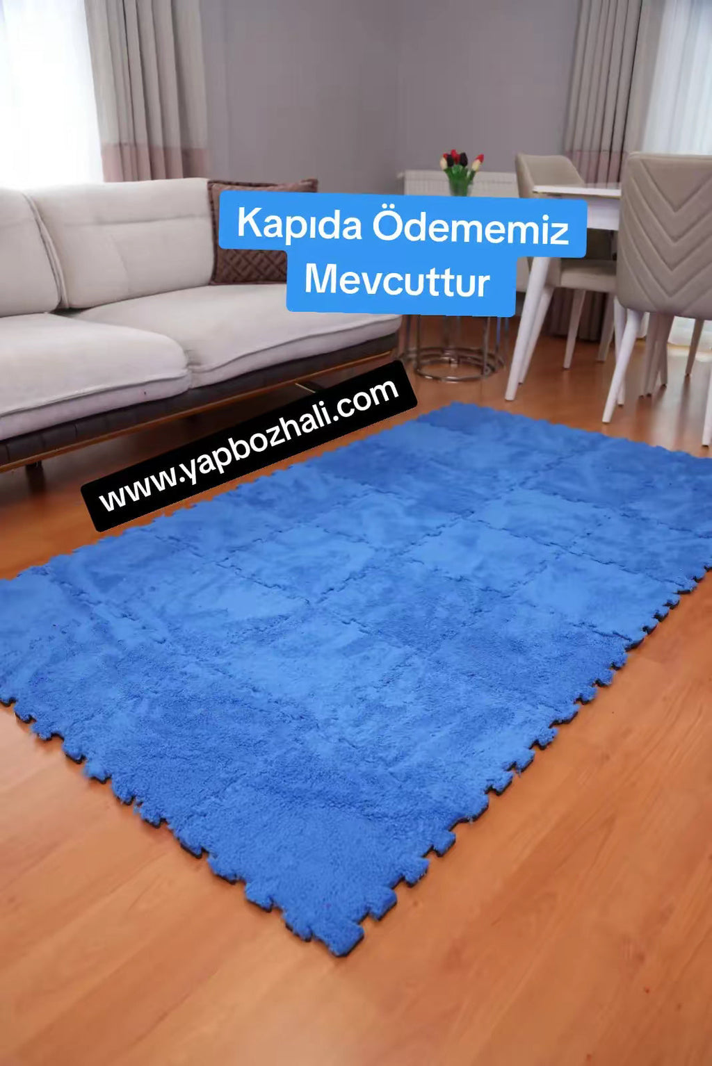 50× 50 cm 4 Adet PELÜŞ TEK RENK YAPBOZ PUZZLE HALILAR Yapbozhalı